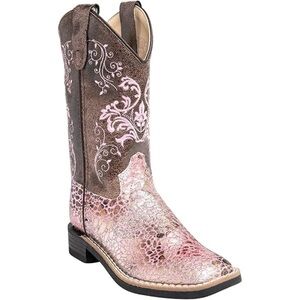 Kids Western Cowboy Boots - Pink and Brown